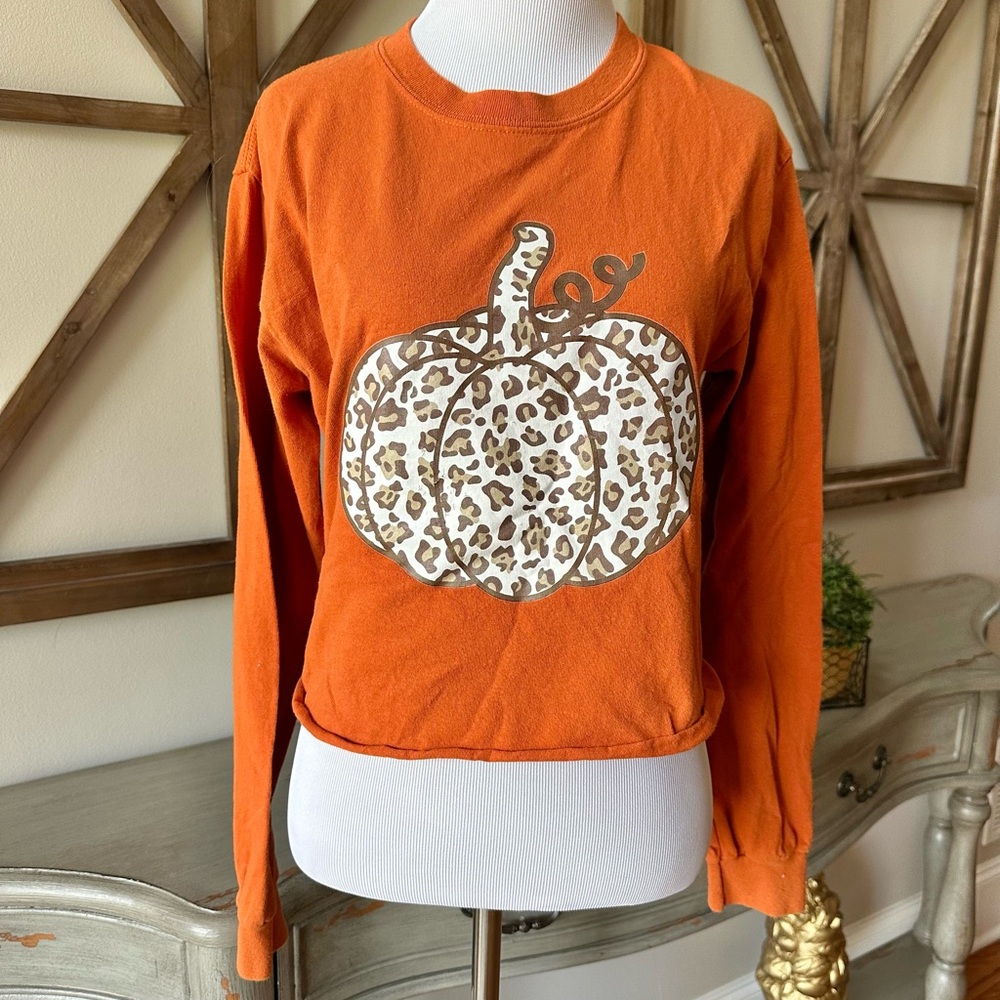 Orange Pumpkin Graphic cropped long sleeve